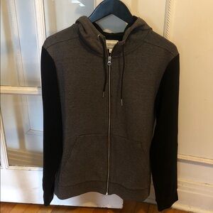 Frank & Oak Black and Charcoal Two-Tone Zip Hoodie
